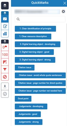 Moodle - Turnitin - QuickMarks Panel